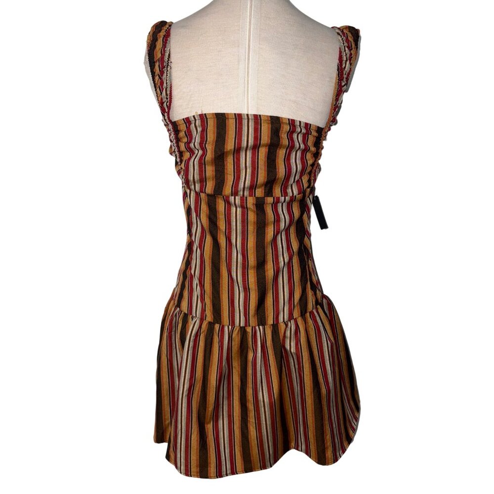 LIONESS Heart Shaped Mini Dress in Vintage Stripe Medium New Womens - Picture 7 of 12